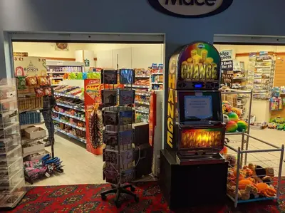 a store with a game machine in a store at No.7 Perran View in St. Agnes