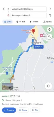 a screenshot of a google maps page with a map at No.7 Perran View in St. Agnes