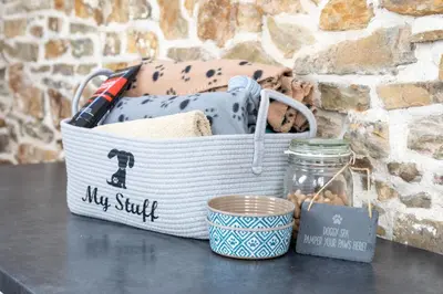 a white basket sitting on top of a table at Millook View Farmhouse in Bude