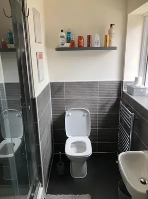 a bathroom with a toilet and a sink and a shower at 4 bedroom luxurious detached home in Liskeard