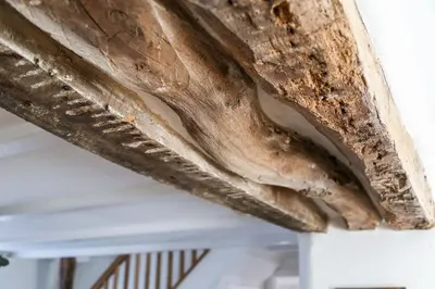 a close up of the ceiling of a room at Bell Cottage in Saint Teath