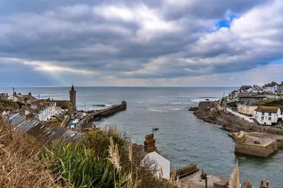 a view of the ocean with a town and buildings at Finest Retreats - Salvay in Porthleven