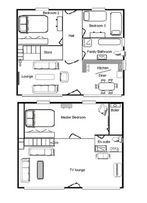 a floor plan of a house at 3 bed Lodge with EV point in Truro