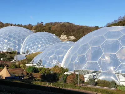 a group of domes of greenhouses in a field at Hillcroft in St Austell