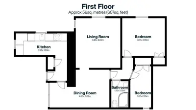 a black and white floor plan of a house at The Lost Lobster in St Ives