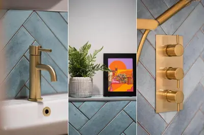 a bathroom with a sink and a faucet at The Lost Lobster in St Ives