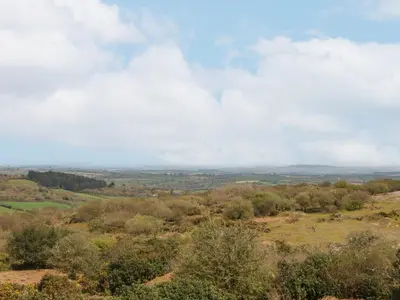 a view from the top of a hill with trees at Henwood Barn in Liskeard