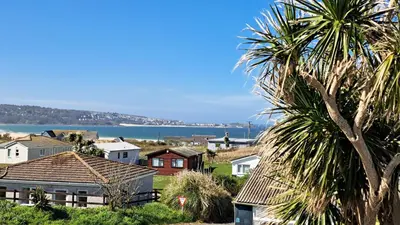 a view of a town with a palm tree at F49 Junesta, Riviere Towans in Hayle